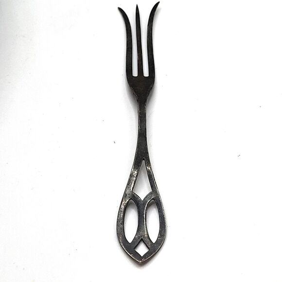 Webster Sterling Silver Olive Fork Whiting 4 7/8” Pierced Arts & Crafts Handle - Picture 1 of 4